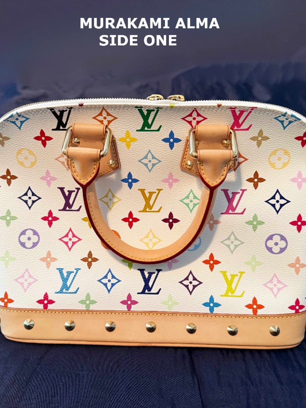 LOUIS VUITTON ALMA MURAKAMI, COLOUR ON WHITE BACKGROUND, SERIAL NUMBER & INVOICE
